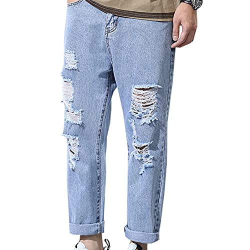 Generic11 Jeans da Salotto da Uomo Larghi lavati a...