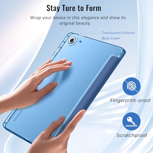Image of MoKo Case for Samsung Galaxy Tab S10 Lite 10.9 Inch 2025 [SM-X400 /SM-X406B] with S Pen Holder, Slim Light Trifold Protective Cover with Hard PC Translucent Back Shell, Auto Wake /Sleep, Navy Blue