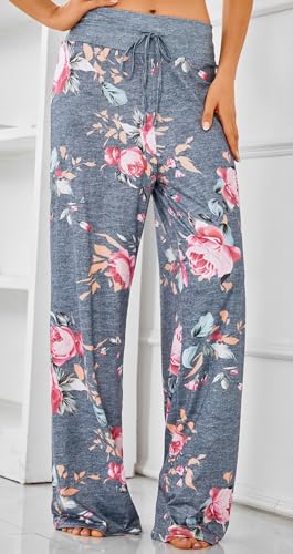 Image of Women Pajama Pants Comfy Lounge Wide Leg Casual Stretch Palazzo Drawstring Pj Bottoms Pants S-3XL