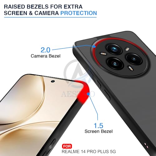 Image of AESTMO Realme 14 Pro Plus 5G Back Cover | 360 Protection | Matte Frosted Hard Back Translucent | Bumper Case for Realme 14 Pro Plus 5G (Smoke Black Matte PC+Black TPU Bumber)