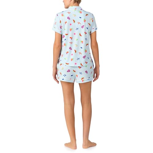 Image of kate spade new york Short Sleeve Brushed Jersey Notch Boxer Pajama Set