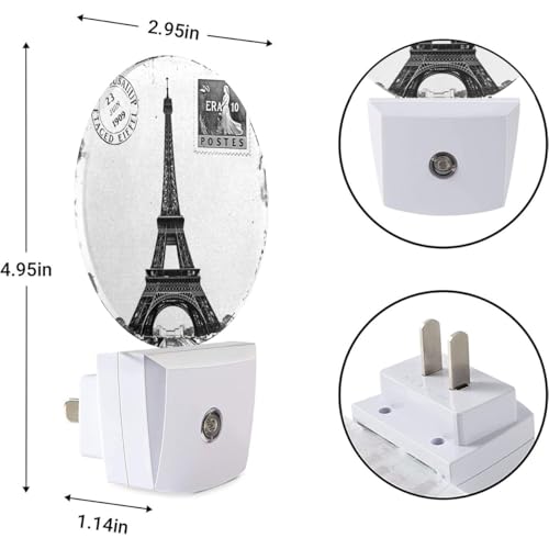 Image of EKOBLA Eiffel Tower Night Light, Vintage Paris Landmark Night Lights Plug Into Wall with Auto On /Off for Living Room and Bedroom