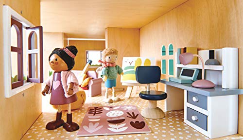 Muñeca Ayana y su gato de madera 12 cm miniatura 4