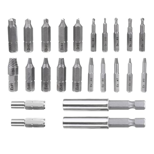 Shurhome 24Pcs Damaged Screw Extractor Drill Bit Set Stripped Screw Extractor For Extractor With
