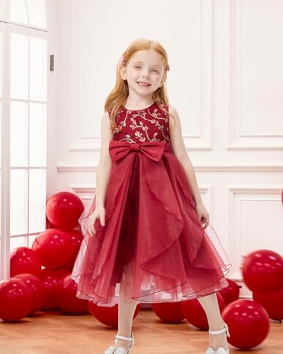 Girls Dress Sleeveless Floral Sequins Lace Party Festival Vintage Outfit Daily Dress4