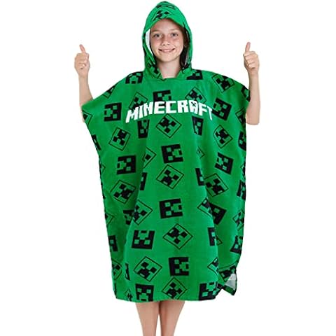 Minecraft Poncho for Kids (Green, 6-9 Years) Cover