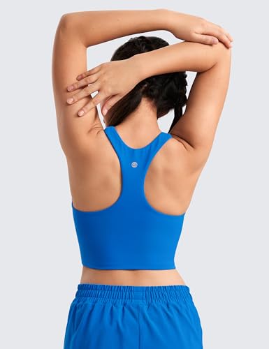 Image of CRZ YOGA Girls Butterluxe Double Lined Crop Tank | Dance, Extremely Soft, Tight Fit, High Neck, Athletic, Sleeveless Tops for Teen