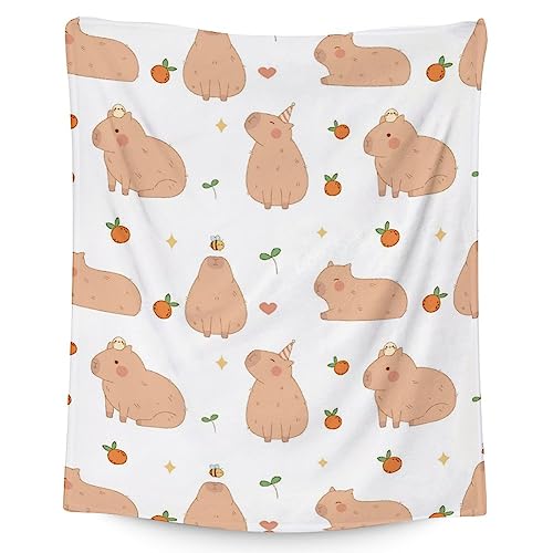 Blanket Gifts - 60"x80" Cute Throw for Boys, Girls - White Soft Fuzzy Blankets for Bed, Couch & Living Room