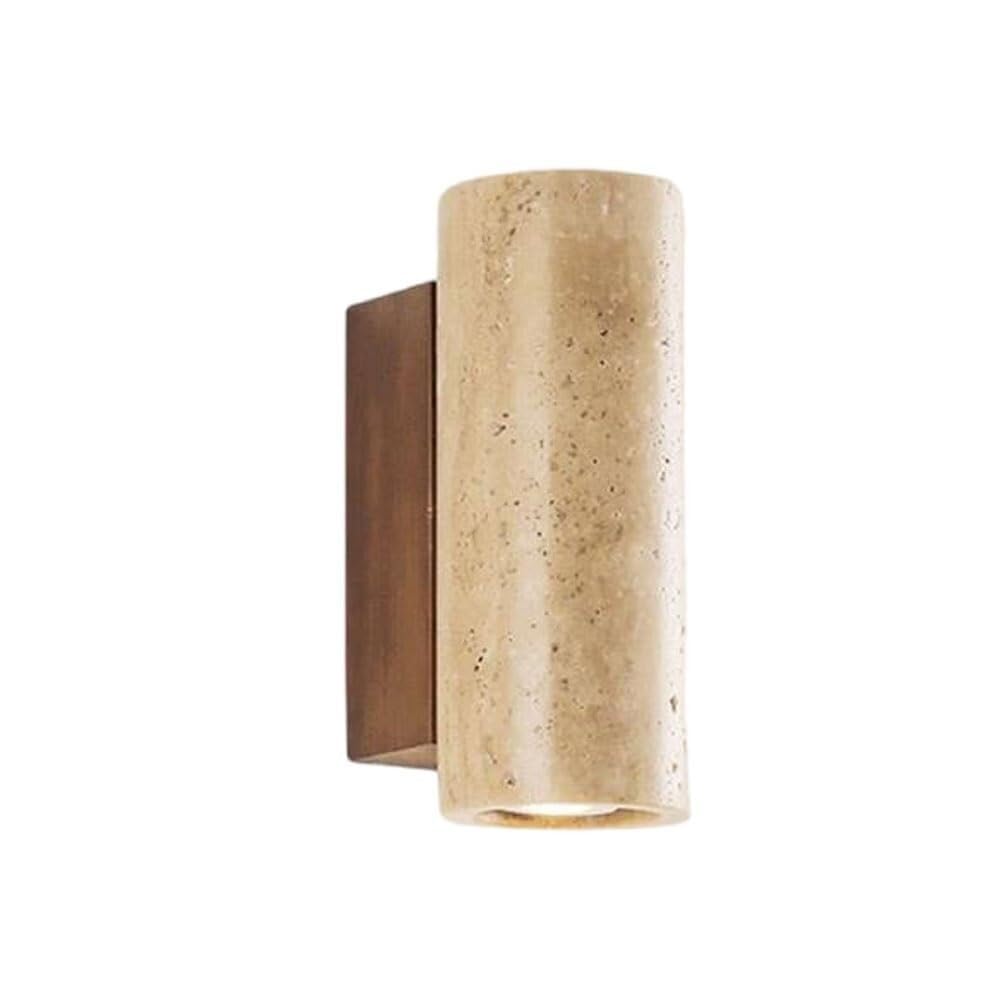 LYOUAE Nordic Yellow Travertine Wall Sconce Modern Cylinder Wall Light