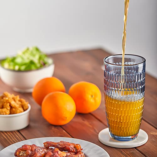 Creativeland Drinking Glasses Stability Dark Blue 14.8Oz Set Of 4 Highball Glass Cups, Vintage Tall Beverage Water Tumblers For Soda,Juice,Beer,Iced Tea,Party Cocktails,Dishwasher Safe On Kitchen #TOP1