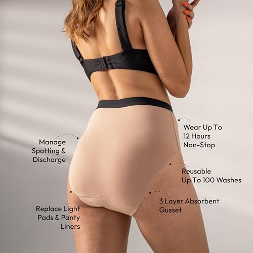 Image of Mahina Cotton Period Panty for Girls & Women - Beige, No Pads Required, Mid-Waist, Reusable, Leakproof, No Rashes