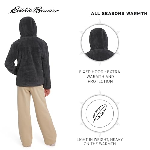 Image of Eddie Bauer Girls' Quest Plush High Pile Faux Sherpa Hooded Jacket