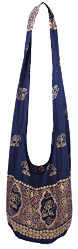 Lovely Creations Hippie Boho New Elephant Crossbody Bohemian Gypsy Sling Shoulder Large Size (MM Blue)