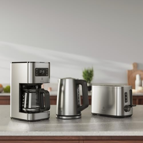 Electrolux Cafetière filtre Create 5 E5CM1-6ST, Sélection d'arômes et minuterie programmable, Puissance 1000 W, Verseuse isotherme 1,38 L, Arrêt automatique, Acier Inoxydable