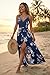 Newshows Womens Fashion Summer 2026 Dress V Neck Spaghetti Strap Easter Casual Floral Split Long Maxi Beach Teacher Work Sundress (Blue Floral Pink, Medium)