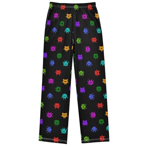 Boy's Pants Colorful Pixel Monster Jogger Pants Elastic Waist Long Bottoms Trousers with Pockets 6-14 Years