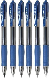 Pilot G2 07 Gel Ink Pen 0.7mm Tip 0.38mm Line Width 0.38mm Refillable Bl-G2-7 (Pack of 6) - Blue
