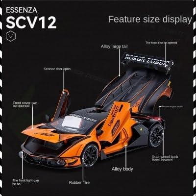 Image of Exclusive Alloy Metal Pull Back Die-Cast Car Diecast Metal Pullback Toy Car with Openable 6 Doors,Light Music Boys Gifts Toys (1:24 Lamborghini Essenza - Blue)