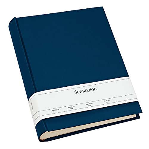 Semikolon 351022 Foto-Album Classic Large - 24,5 x 30,5 cm - 130 Seiten cremefarben, für 260 Fotos - marine dunkel-blau