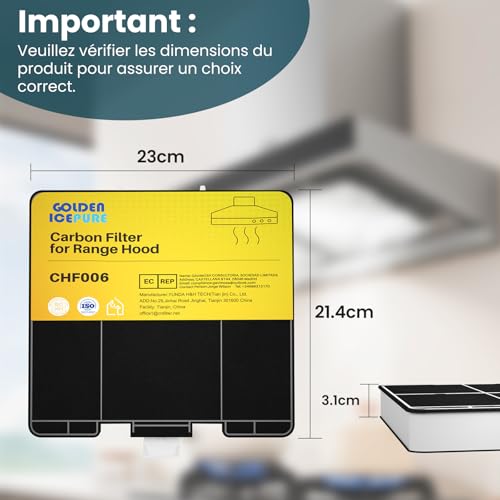 GOLDEN ICEPURE Aktivkohlefilter Dunstabzugshaube Kompatibel mit Siemens-LZ53251, Bosch, dhz5325, Neff Z5101X1, VVZ52V40, 2 Stück