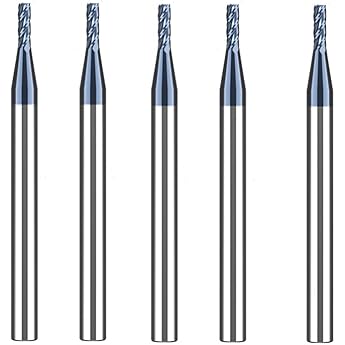5 Pieces Carbide End Mill 2 mm 4 Teeth / 4 Cuts AlTiN Black Coating CNC Milling Cutter Solid Carbide Milling Cutter for Metal Wood Acrylic Plastic