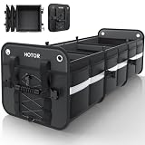 HOTOR Trunk Organizer for SUV – Car Storage Box with Reflective Strips, Collapsible Car Organizer with Large Capacity, Essential Car Accessories for Truck, Van & Sedan, Black, 35.0" x 14.4" x 11.0"