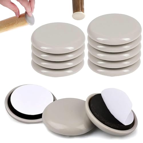 JUNRUCTH - 12 Pack Furniture Sliders for Carpet 50mm Round, Heavy Duty Self-Adhesive EVA Foam Durable Plastic Moving Pads for Tables Sofas Chairs Dressers Beds Easy Glide Protects Floors and Carpets
