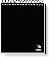 Caderno Flip Preto Sem Pauta Capa Dura 1 matéria 80 Folhas