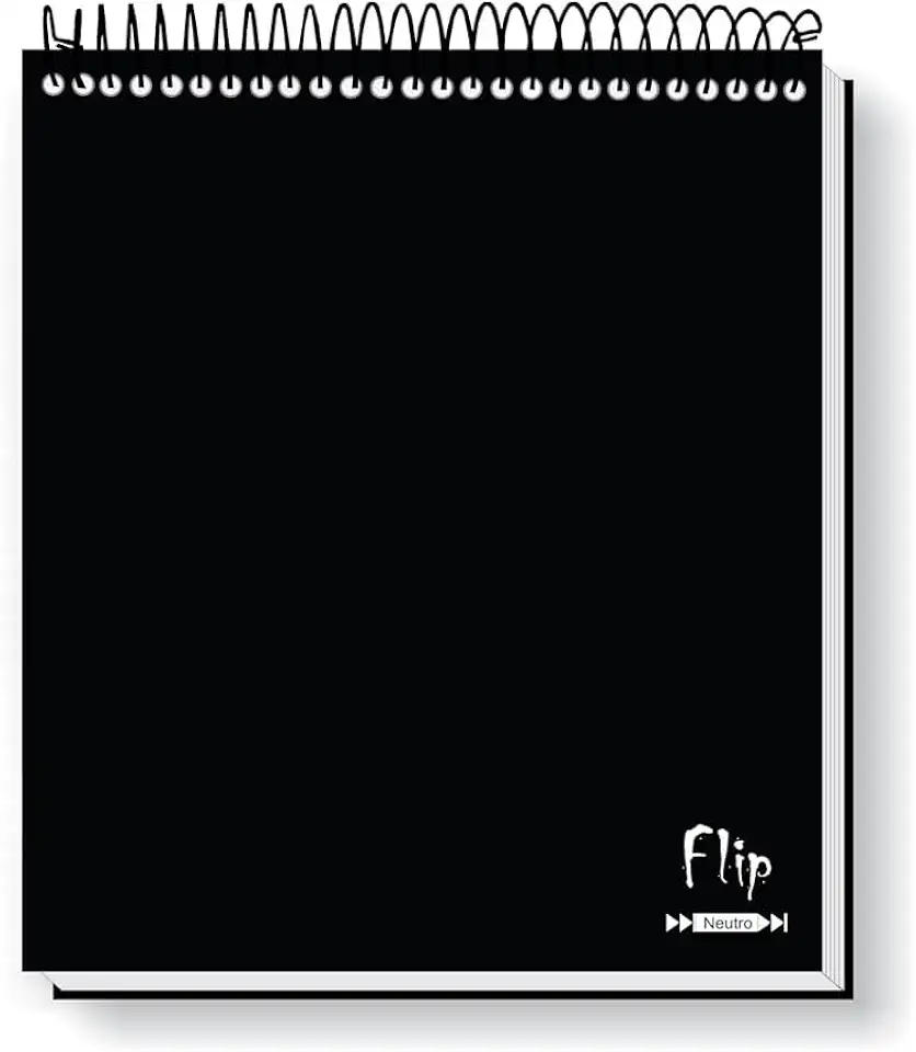 Caderno Flip Preto Sem Pauta Capa Dura 1 matéria 80 Folhas