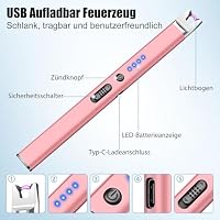 LcFun Lichtbogen Feuerzeug Elektrisch, Typ C Aufladbar Stabfeuerzeug Lang – Ansicht 5