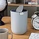EKO Mini Tischmülleimer mit Schwingdeckel, 1,5 Liter Kosmetikeimer, kleiner Schreibtisch-Mülleimer, runder Tischabfalleimer für Büro, Bad, Schreibtisch, Schlafzimmer (grau)
