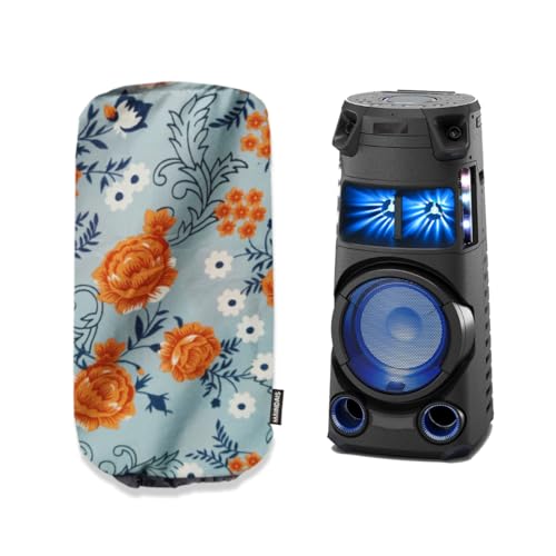 Image of Dust Cover for Speakers, Dust & Water proof Dimensions 36-inch Height & 16-inch Diameter Suitable for(MHC-V73D, MHC43D,MX Series, PartyBox 710) - Grey Flower