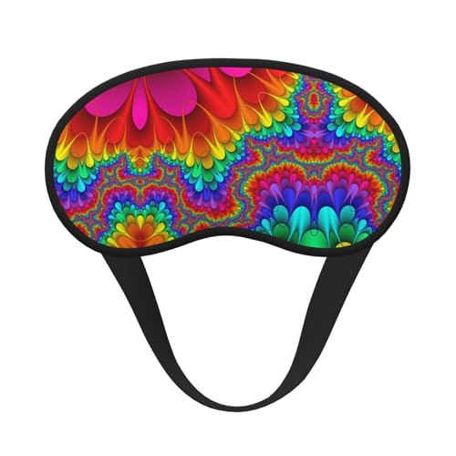Rainbow Tie Dye-Red Print Blackout Sleep Mask - Contoured Cup Eye Cover for Side Sleepers, Adjustable Elastic Band