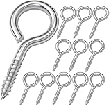 2.55 Inches Eye Screws 304 Stainless Steel Eye Hooks, 12 PCS M6 Heavy Duty Screw Eye Bolts Load Bearing 200LBS for for Wood Securing Cables Wire Indoor & Outdoor Uses (12, M6)