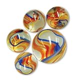 mesbilles - 25 Billes en Verre Perroquet : 24 Billes et 1 Calot