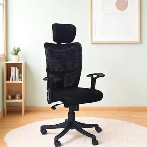 Image of Ergonomic Office Chair with Headrest, Mesh Back, Adjustable Arms, Black