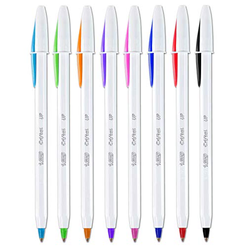 Caneta Esferográfica BIC Cristal UP, 8 Cores Vibrantes, Ponta Média de 1,2mm, Pacote com 8 unidades