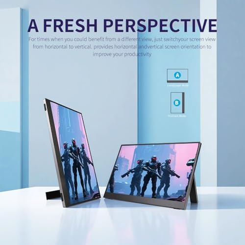 Image of QQU 15.6 Inch Wireless Portable Monitor, HDR Eye Careful Gaming Monitor, FHD IPS /HDR Computer Screen Extender with Built-in Speakers, Compatible with Laptop PC Phone PS4 /PS5 Switch
