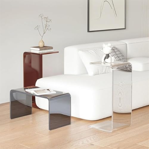 Table de salon basse en acrylique orange et meuble d'appoint 60cm - 8