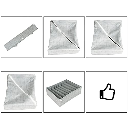 Image of HOKIPO Fabric Undergarment Organizer Storage Box For Drawers Bra Panty Socks Tie Lingerie Organizer For Wardrobe (In-335-Gry)