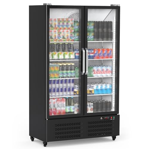 Garvee Commercial Refrigerator, Commercial Fridge with 25.5 Cu.Ft Capacity, Glass Door Display, LED Lights, Adjustable Shelves, Perfect for Restaurant