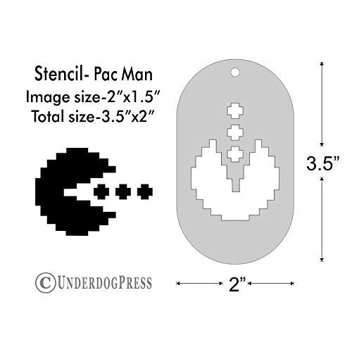 Stencil- Pac Man, 2x1.5 Inch Image on 3.5x2 Border, Size 1