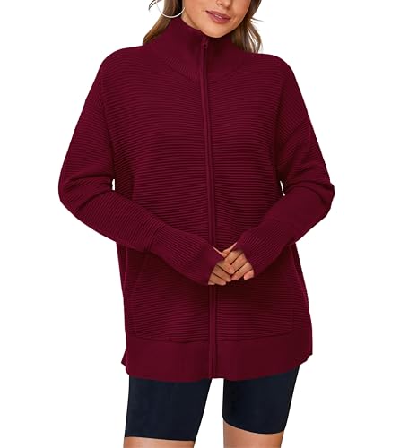 Image of PRETTYGARDEN Womens Long Sleeve Zip Up Ribbed Cardigan Sweaters