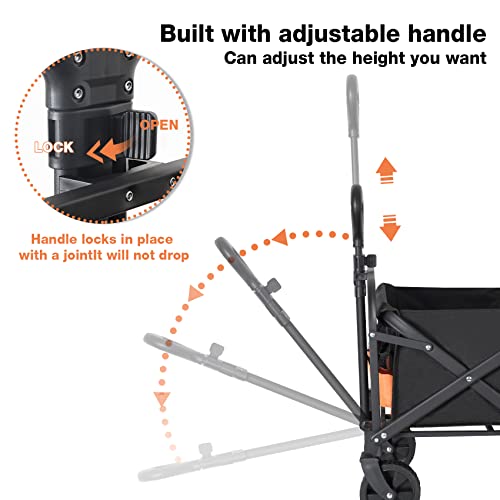 Sports Folding Garden Utility Wagon, Collapsible Outdoor Small Grocery Carts, 220Lbs Weight Capacity For Shopping & Storage, With 360 Degree Swivel Wheel-Black #TOP2