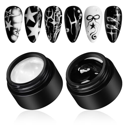 Kit de esmalte gel negro y blanco 2x8g para uñas miniatura 1
