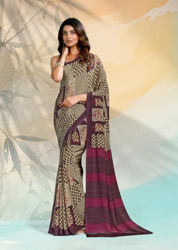 Image of Jaanvi fashion Women's Crepe Silk Saree with Unstitched Blouse Piece | Soft Lightweight Traditional Ethnic Wear Saree for Party, Wedding, Festival