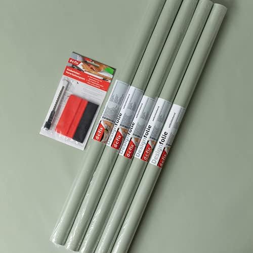 67.5cm x 2m (Pack of 5 + App Kit) d-c-fix MATT SAGE GREEN sticky back plastic vinyl wrap film (346-8188)