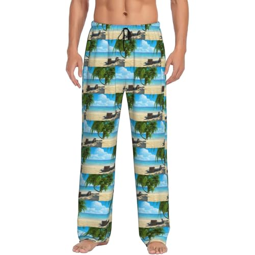 Bas de pyjama doux avec poches pour homme à motif palmiers