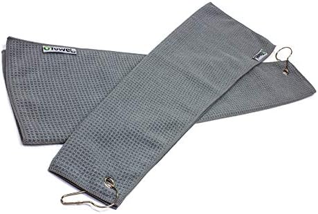 Clothlete Hook & Grommet Microfiber Golf Bag Towel 2 Pack (Gray)