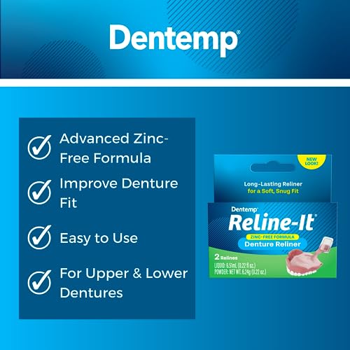Dentemp Denture Reline Kit - Advanced Formula Reline It Denture Reliner (Pack Of 3) - Denture Kit To Refit And Tighten Dentures For Both Upper & Lower Denture #TOP4